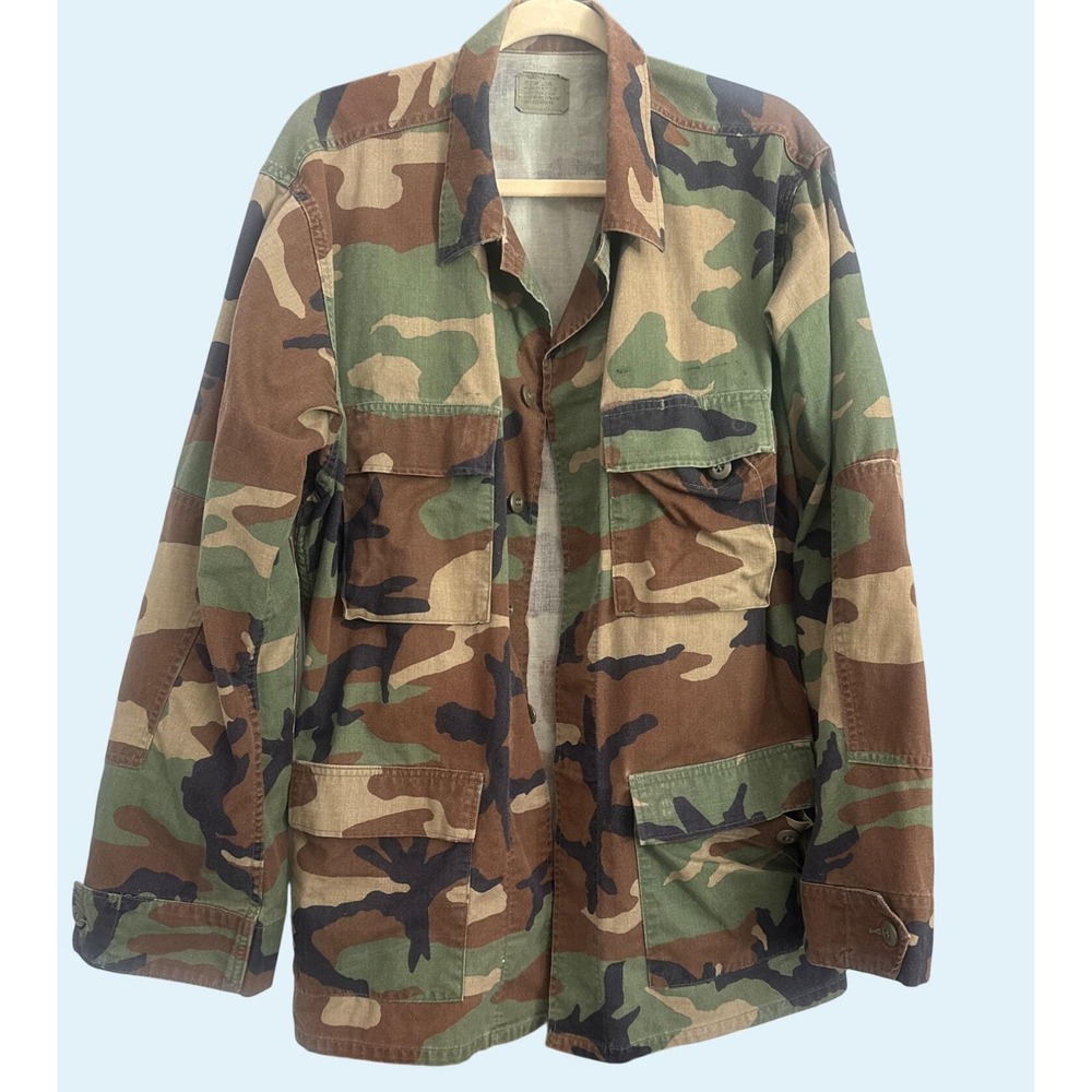 Woodland Camouflage Combat Coat Medium Long  Army Camo Shirt